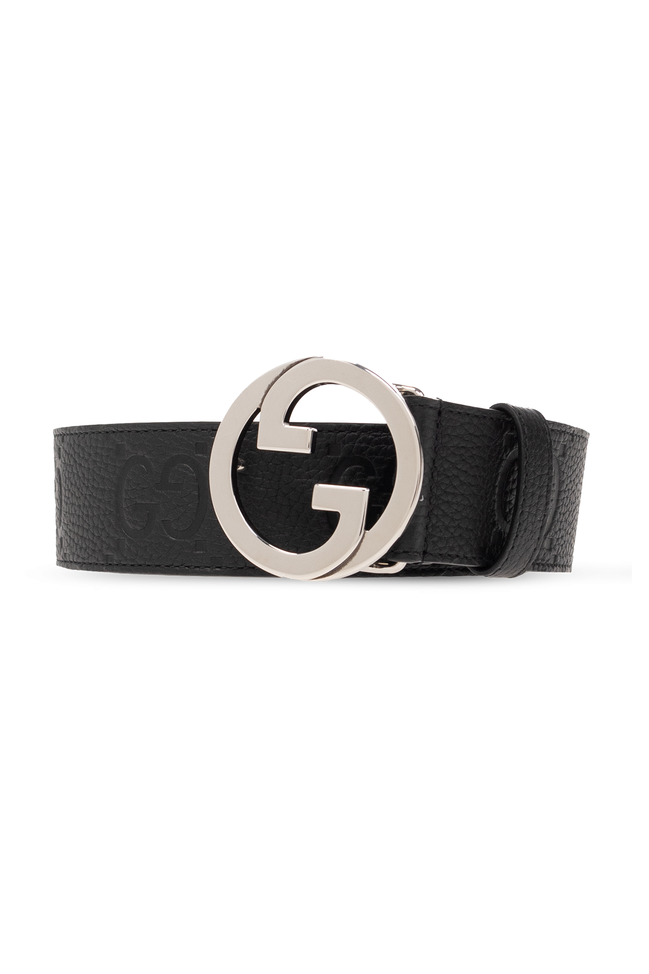 gucci lion head gg hoop bracelet item SchaferandweinerShops Bermuda Black Leather belt with logo Gucci